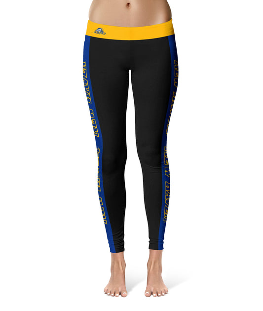 New Haven Chargers Vive La Fete Game Day Collegiate Blue Stripes Women Black Yoga Leggings 2 Waist Tights