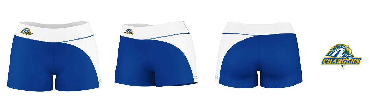 New Haven Chargers Vive La Fete Collegiate Waist Color Block Women Blue White Optimum Yoga Short - Vive La F̻te - Online Apparel Store