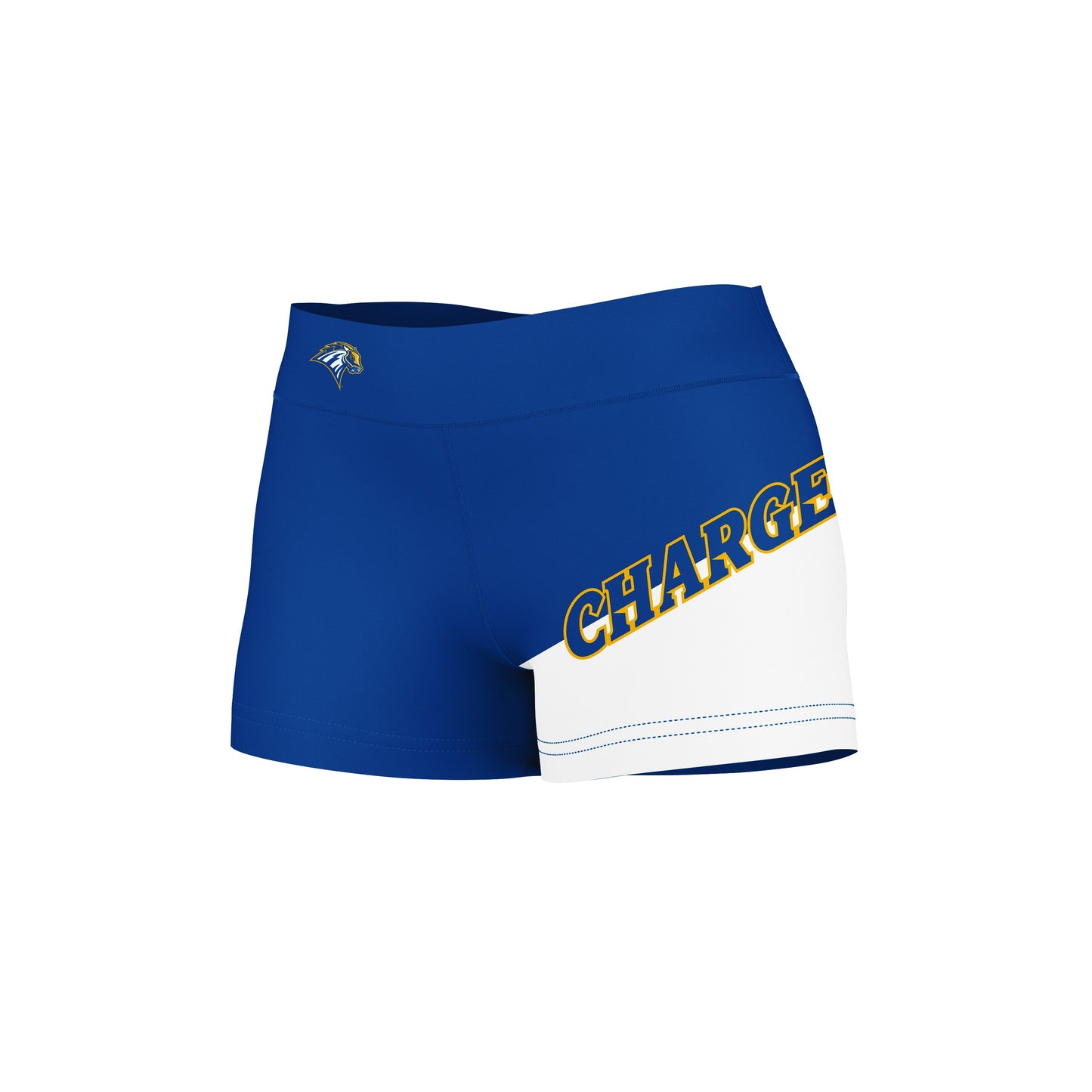 New Haven Chargers Vive La Fete Game Day Collegiate Leg Color Block Women Blue White Optimum Yoga Short - Vive La F̻te - Online Apparel Store