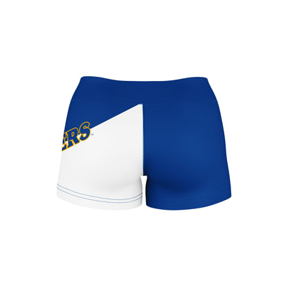 New Haven Chargers Vive La Fete Game Day Collegiate Leg Color Block Women Blue White Optimum Yoga Short - Vive La F̻te - Online Apparel Store