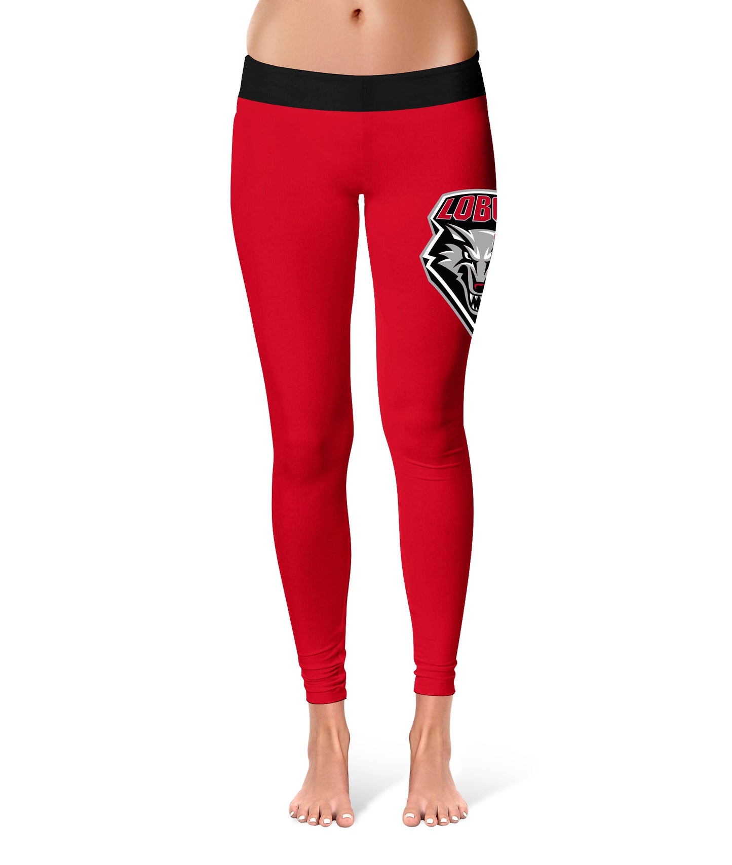 New Mexico Lobos UNM Vive La Fete Game Day Collegiate Logo on Thigh Red Women Yoga Leggings 2.5 Waist Tights