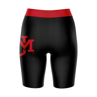 New Mexico Lobos Vive La Fete Game Day Logo on Thigh and Waistband Black and Red Women Bike Short 9 Inseam"