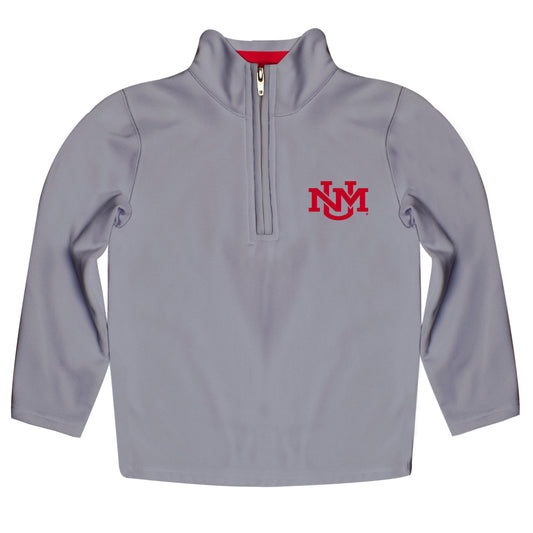 New Mexico Lobos Game Day Solid Gray Quarter Zip Pullover for Infants Toddlers by Vive La Fete
