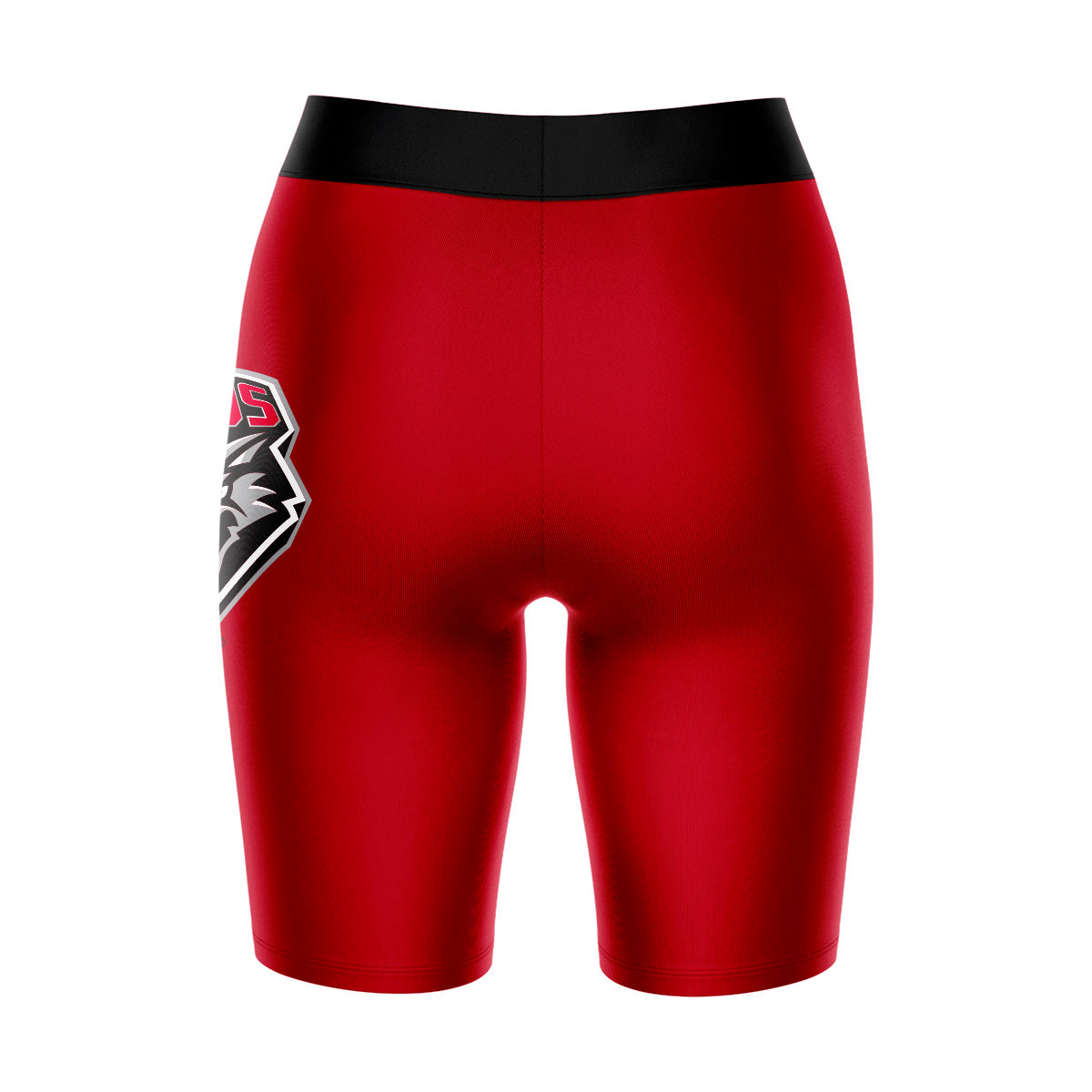 New Mexico Lobos Vive La Fete Game Day Logo on Thigh and Waistband Red and Black Women Bike Short 9 Inseam