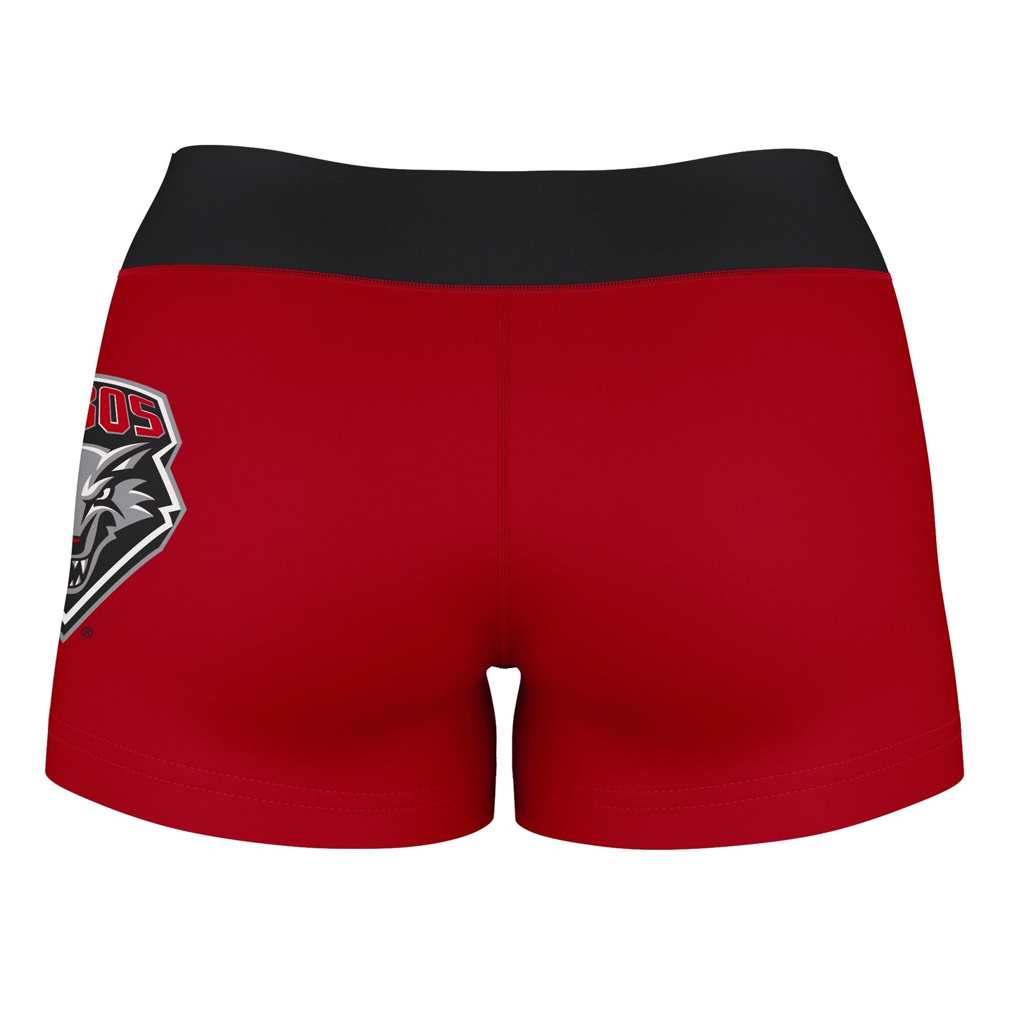 New Mexico Lobos Vive La Fete Logo on Thigh & Waistband Red Black Women Yoga Booty Workout Shorts 3.75 Inseam - Vive La F̻te - Online Apparel Store