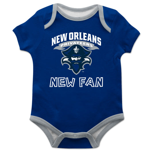 New Orleans Privateers UNO Infant Game Day Blue Short Sleeve One Piece Jumpsuit by Vive La Fete