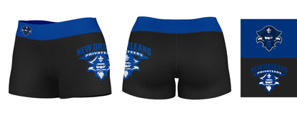 New Orleans Privateers UNO Vive La Fete Logo on Thigh & Waistband Black & Blue Women Booty Workout Shorts 3.75 Inseam" - Vive La F̻te - Online Apparel Store