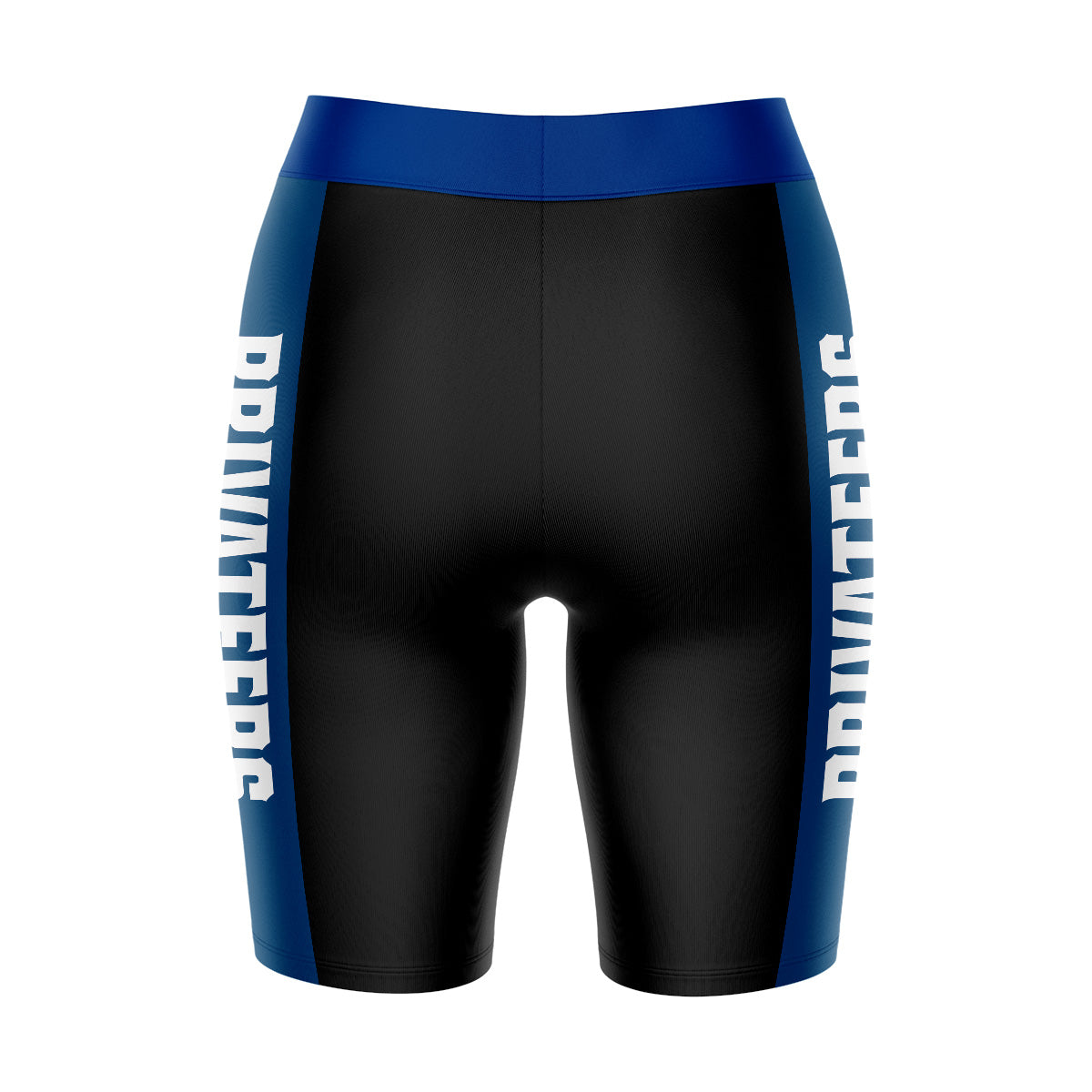 New Orleans Privateers UNO Vive La Fete Game Day Logo on Waistband and Blue Stripes Black Women Bike Short 9 Inseam