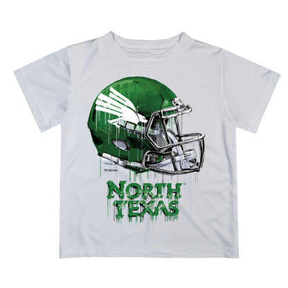 North Texas Mean Green Original Dripping Football White T-Shirt by Vive La Fete