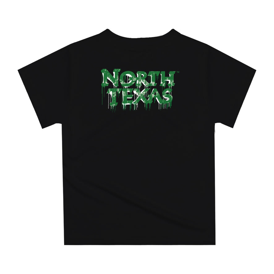 North Texas Mean Green Original Dripping Football Black T-Shirt by Vive La Fete