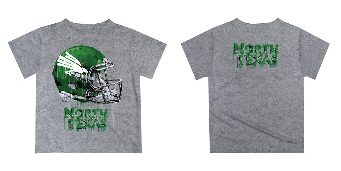 North Texas Mean Green Original Dripping Football Heather Gray T-Shirt by Vive La Fete