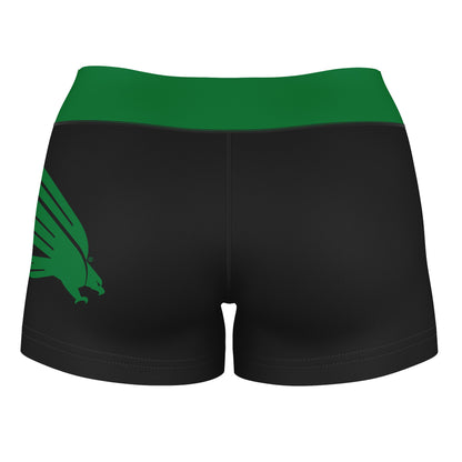 North Texas Mean Green Vive La Fete Logo on Thigh & Waistband Black & Green Women Yoga Booty Workout Shorts 3.75 Inseam" - Vive La F̻te - Online Apparel Store