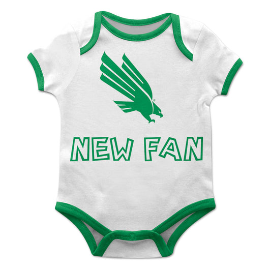North Texas Mean Green Infant Game Day White Short Sleeve One Piece Jumpsuit by Vive La Fete