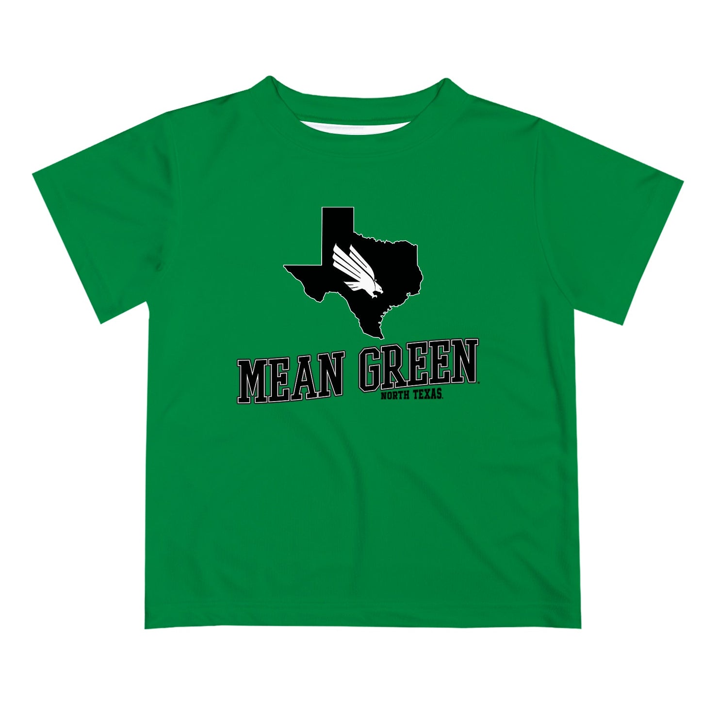 North Texas Mean Green Vive La Fete State Map Green Short Sleeve Tee Shirt