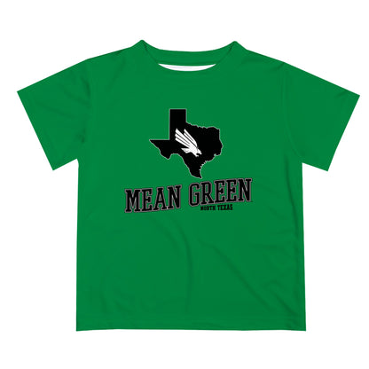 North Texas Mean Green Vive La Fete State Map Green Short Sleeve Tee Shirt