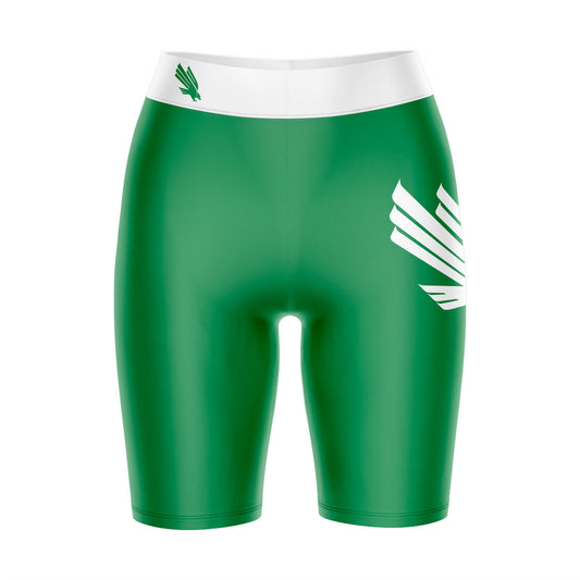North Texas Mean Green Vive La Fete Game Day Logo on Thigh and Waistband Green and White Women Bike Short 9 Inseam