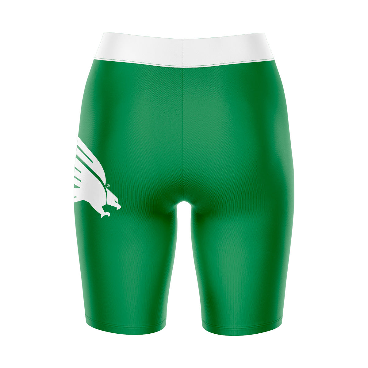 North Texas Mean Green Vive La Fete Game Day Logo on Thigh and Waistband Green and White Women Bike Short 9 Inseam