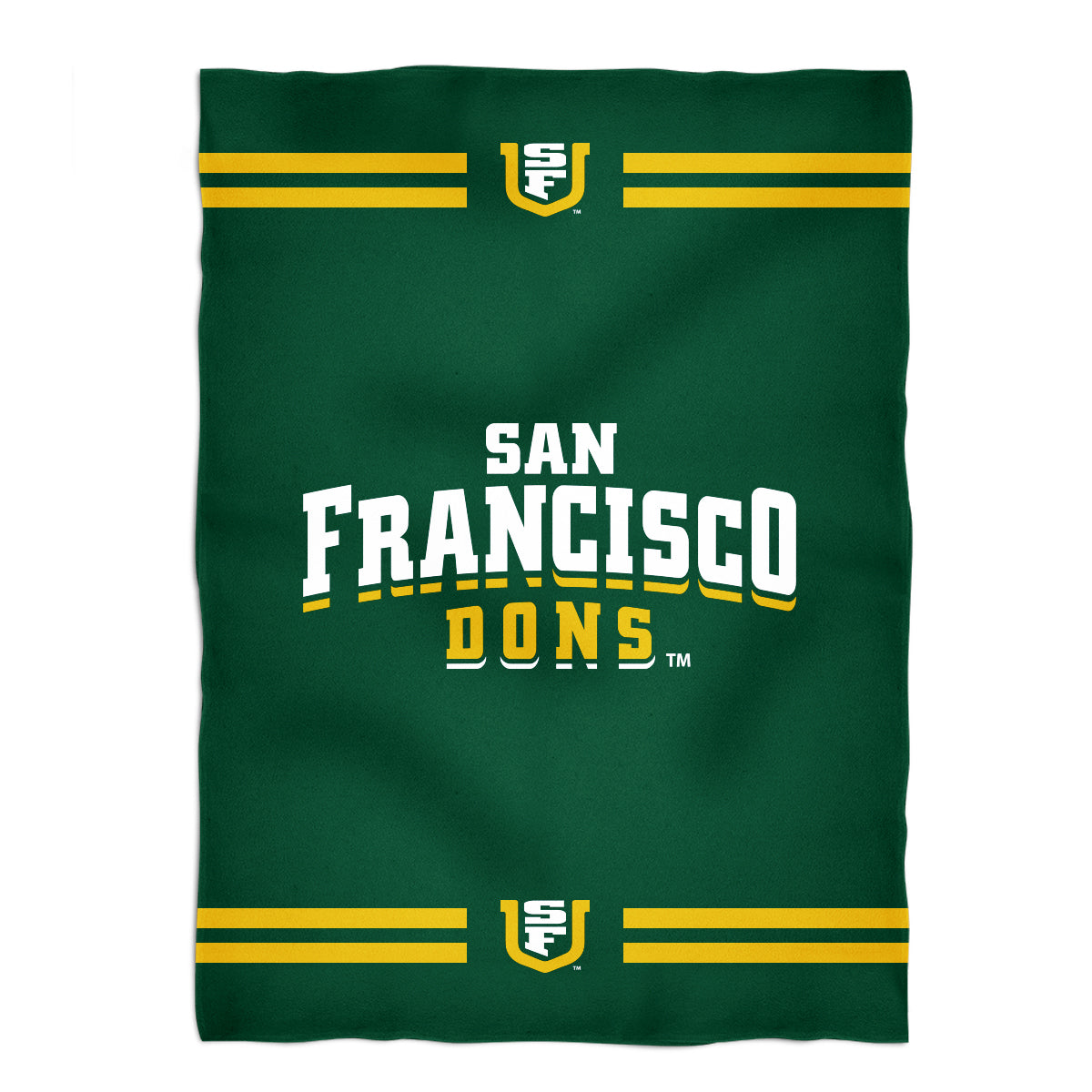 San Francisco Dons USF Game Day Soft Premium Fleece Green Throw Blanket 40 x 58 Logo and Stripes