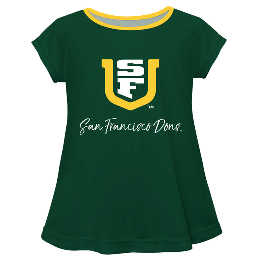 San Francisco Dons USF Girls Game Day Short Sleeve Green Laurie Top by Vive La Fete