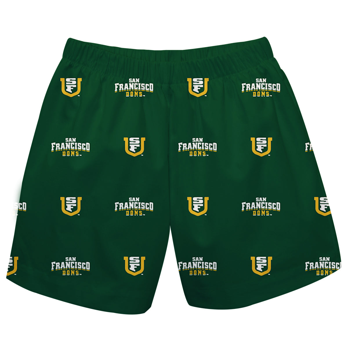 San Francisco Dons USF Boys Game Day Elastic Waist Classic Play Green Pull On Shorts