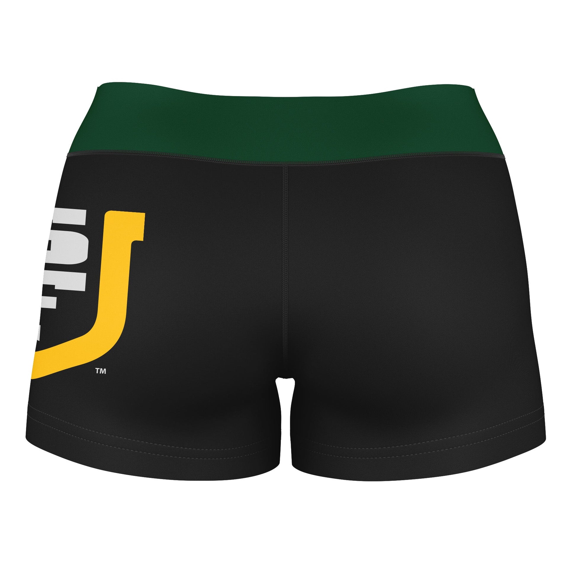 San Francisco Dons USF Vive La Fete Logo on Thigh & Waistband Black & Green Women Yoga Booty Workout Shorts 3.75 Inseam" - Vive La F̻te - Online Apparel Store