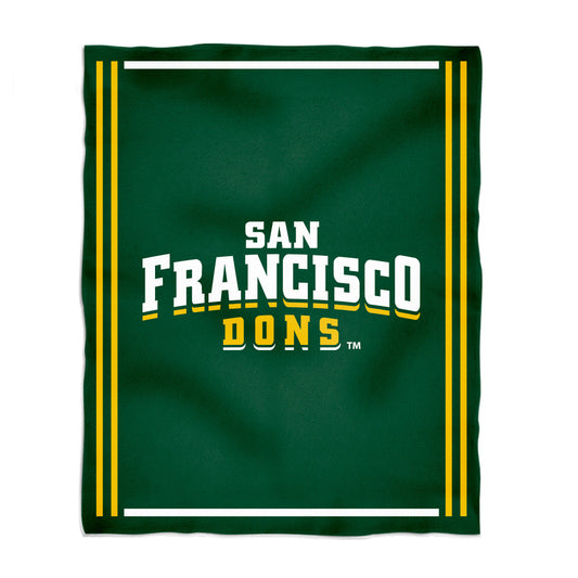 University of San Francisco Dons USF Kids Game Day Green Plush Soft Minky Blanket 36 x 48 Mascot