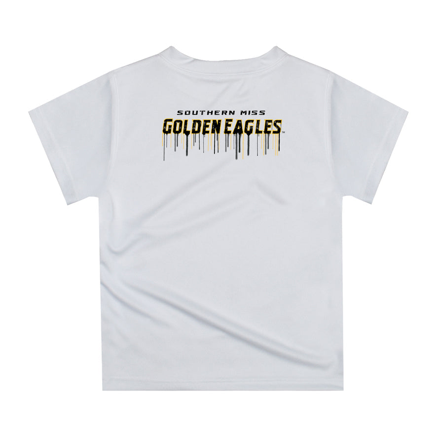 Southern Miss Golden Eagles Original Dripping Football White T-Shirt by Vive La Fete