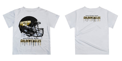 Southern Miss Golden Eagles Original Dripping Football White T-Shirt by Vive La Fete