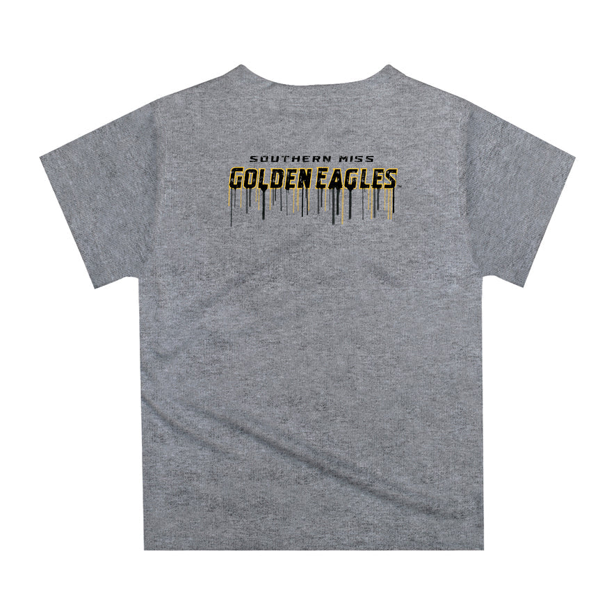 Southern Miss Golden Eagles Original Dripping Football Heather Gray T-Shirt by Vive La Fete