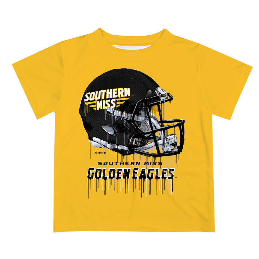 Southern Miss Golden Eagles Original Dripping Football Gold T-Shirt by Vive La Fete