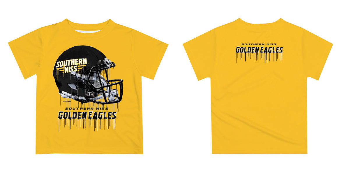 Southern Miss Golden Eagles Original Dripping Football Gold T-Shirt by Vive La Fete