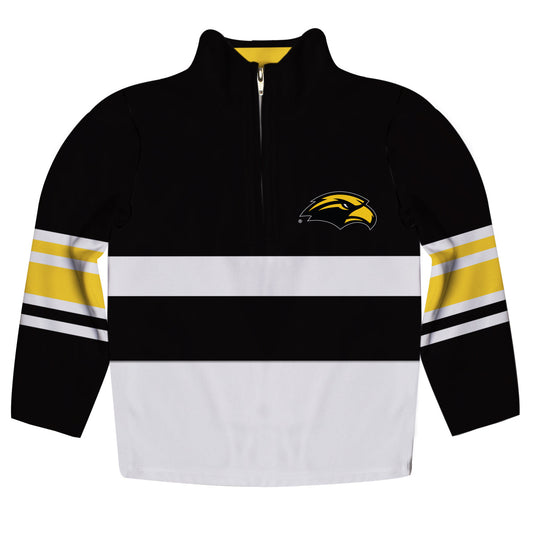 Southern Mississippi Logo Stripes Black Long Sleeve Quarter Zip Sweatshirt by Vive La Fete