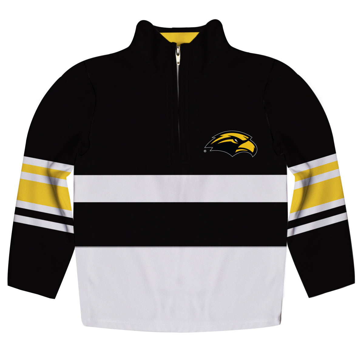 Southern Mississippi Logo Stripes Black Long Sleeve Quarter Zip Sweatshirt by Vive La Fete