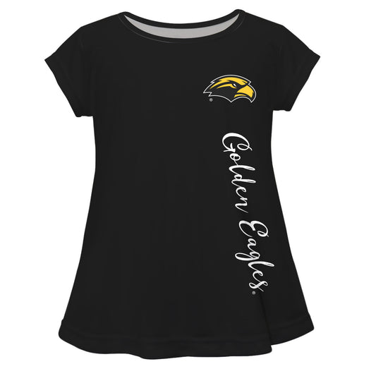 Southern Mississippi Golden Eagles Black Solid Short Sleeve Girls Laurie Top by Vive La Fete