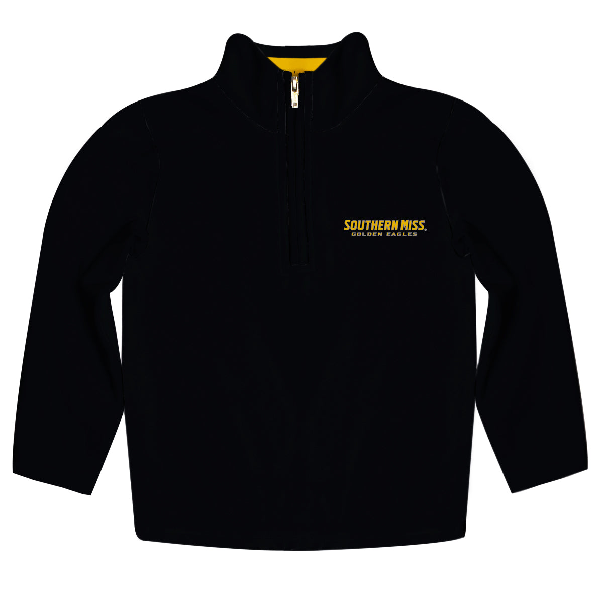 Southern Miss Golden Eagles Game Day Solid Black Quarter Zip Pullover for Infants Toddlers by Vive La Fete