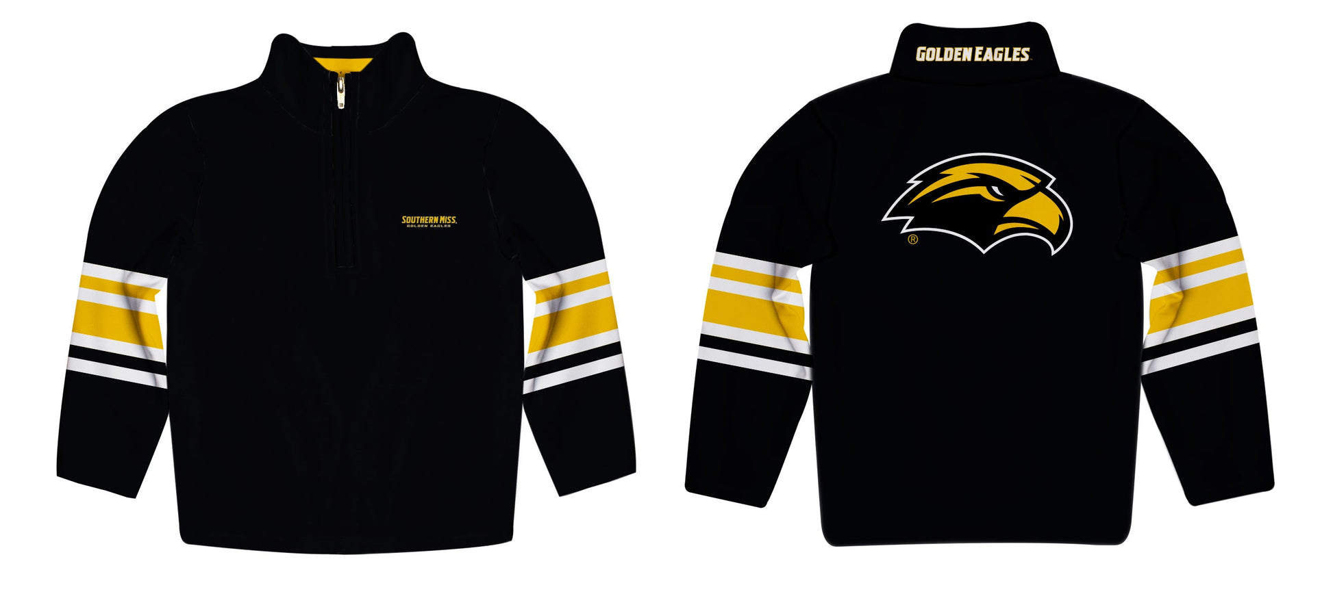 Southern Miss Golden Eagles Game Day Black Quarter Zip Pullover for Infants Toddlers by Vive La Fete