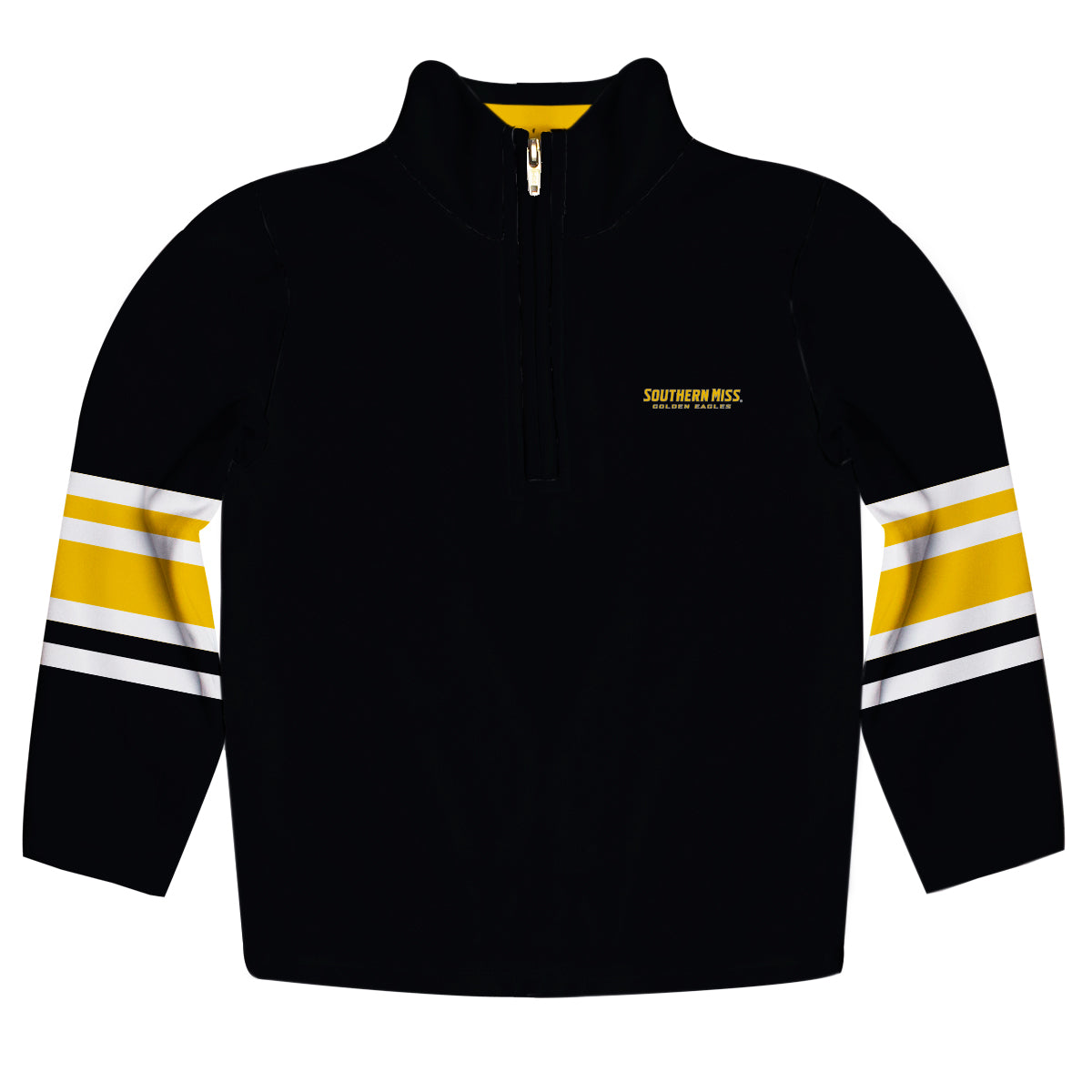 Southern Miss Golden Eagles Game Day Black Quarter Zip Pullover for Infants Toddlers by Vive La Fete