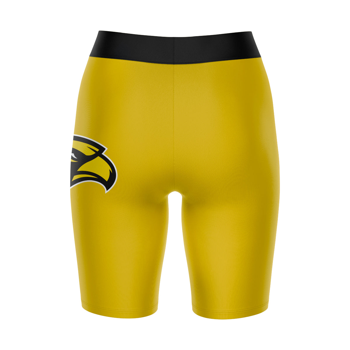 Southern Miss Golden Eagles Vive La Fete Game Day Logo on Thigh and Waistband Gold and Black Women Bike Short 9 Inseam