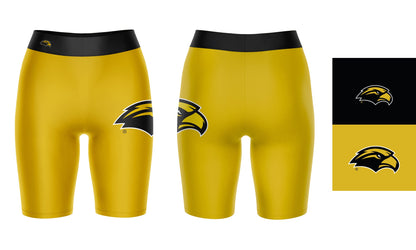 Southern Miss Golden Eagles Vive La Fete Game Day Logo on Thigh and Waistband Gold and Black Women Bike Short 9 Inseam