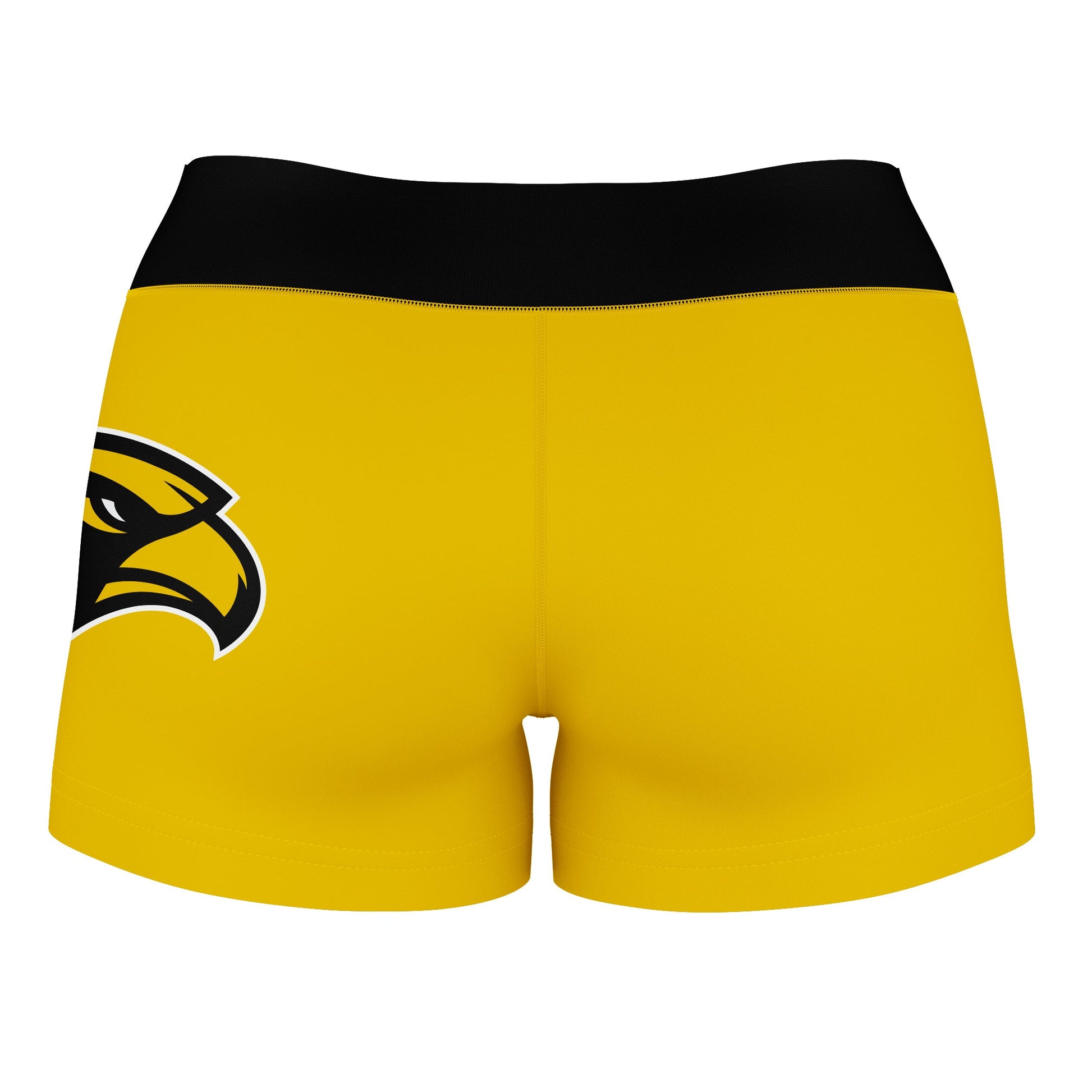 Southern Miss Golden Eagles Logo on Thigh & Waistband Gold Black Women Yoga Booty Workout Shorts 3.75 Inseam - Vive La F̻te - Online Apparel Store