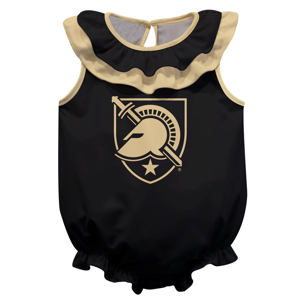 US Military ARMY Black Knights Black Sleeveless Ruffle One Piece Jumpsuit Mascot Bodysuit by Vive La Fete