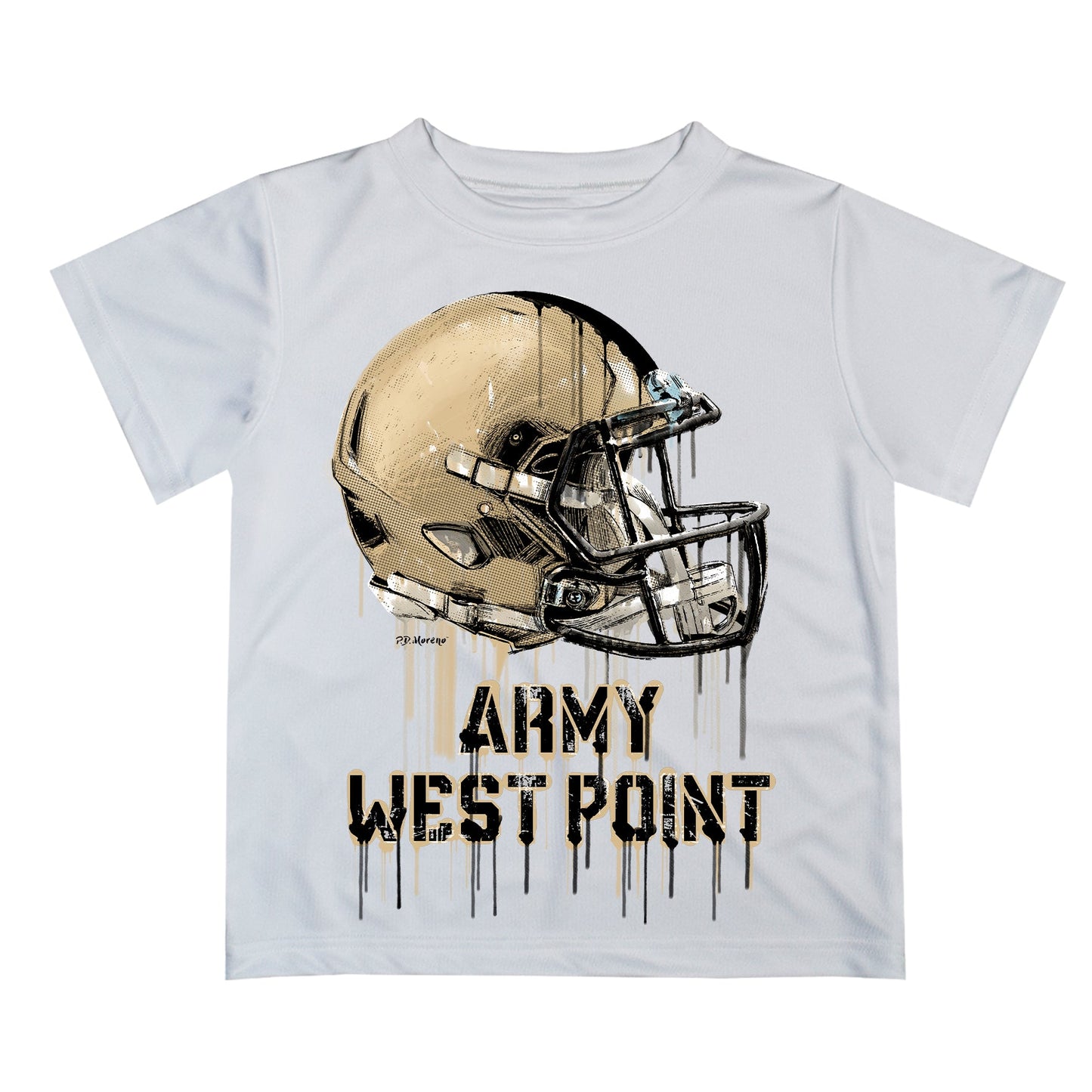 Army West Point Black Knights Original Dripping Football Helmet White T-Shirt by Vive La Fete