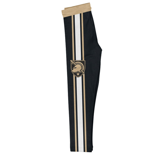 United States Military Academy Gold Waist White And Gold Stripes Black Leggings