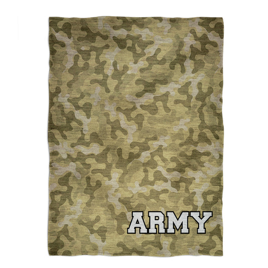 Army Name Camo Gold Green White Minky Blanket