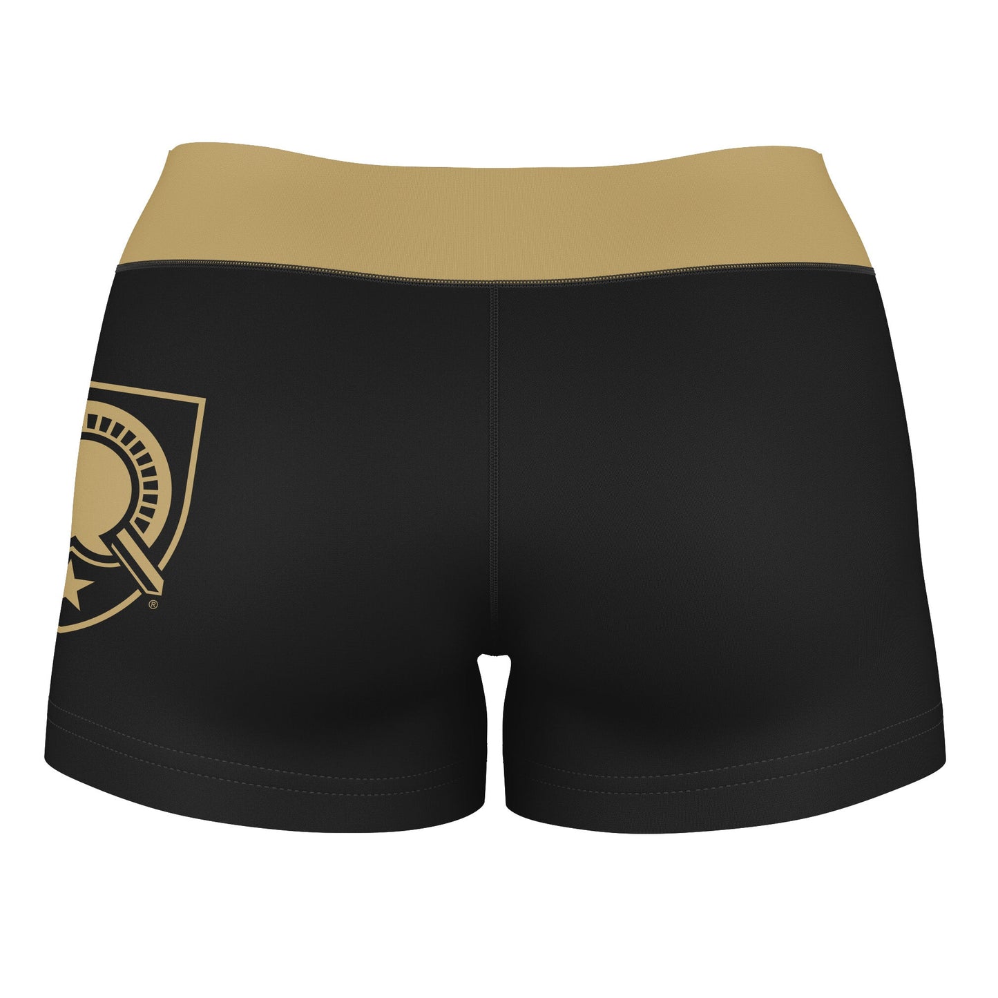 Army West Point Cadets Vive La Fete Logo on Thigh & Waistband Black & Gold Women Yoga Booty Workout Shorts 3.75 Inseam" - Vive La F̻te - Online Apparel Store