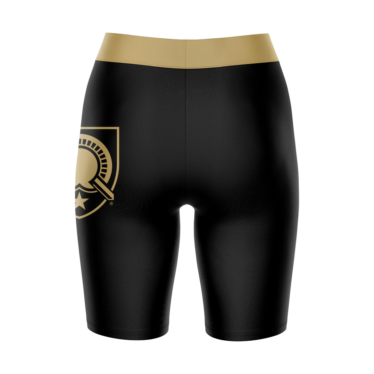 Army West Point Cadets Vive La Fete Game Day Logo on Thigh and Waistband Black and Brown Women Bike Short 9 Inseam"