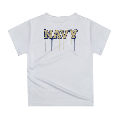 Naval Academy Midshipmen Original Dripping Football Helmet White T-Shirt by Vive La Fete