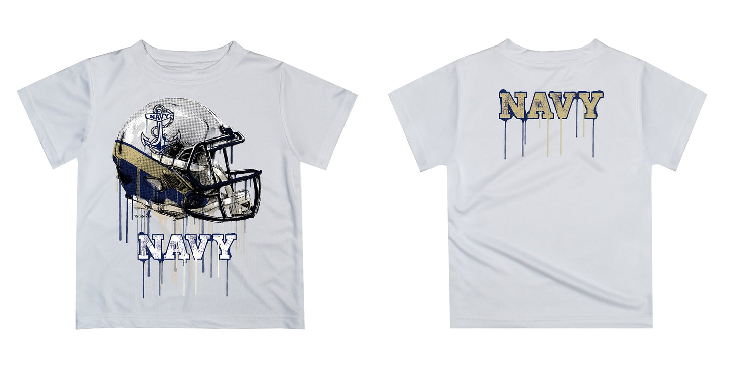 Naval Academy Midshipmen Original Dripping Football Helmet White T-Shirt by Vive La Fete