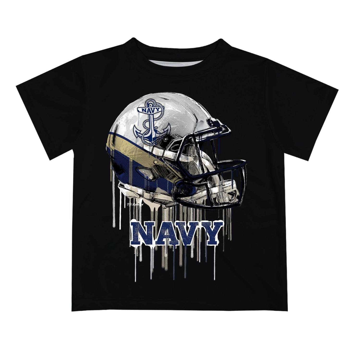 Naval Academy Midshipmen Original Dripping Football Helmet Black T-Shirt by Vive La Fete