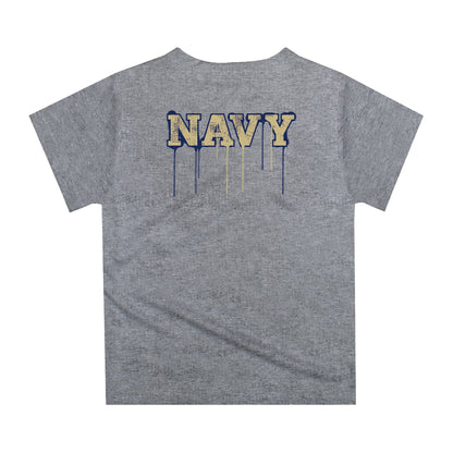 Naval Academy Midshipmen Original Dripping Football Helmet Heather Gray T-Shirt by Vive La Fete